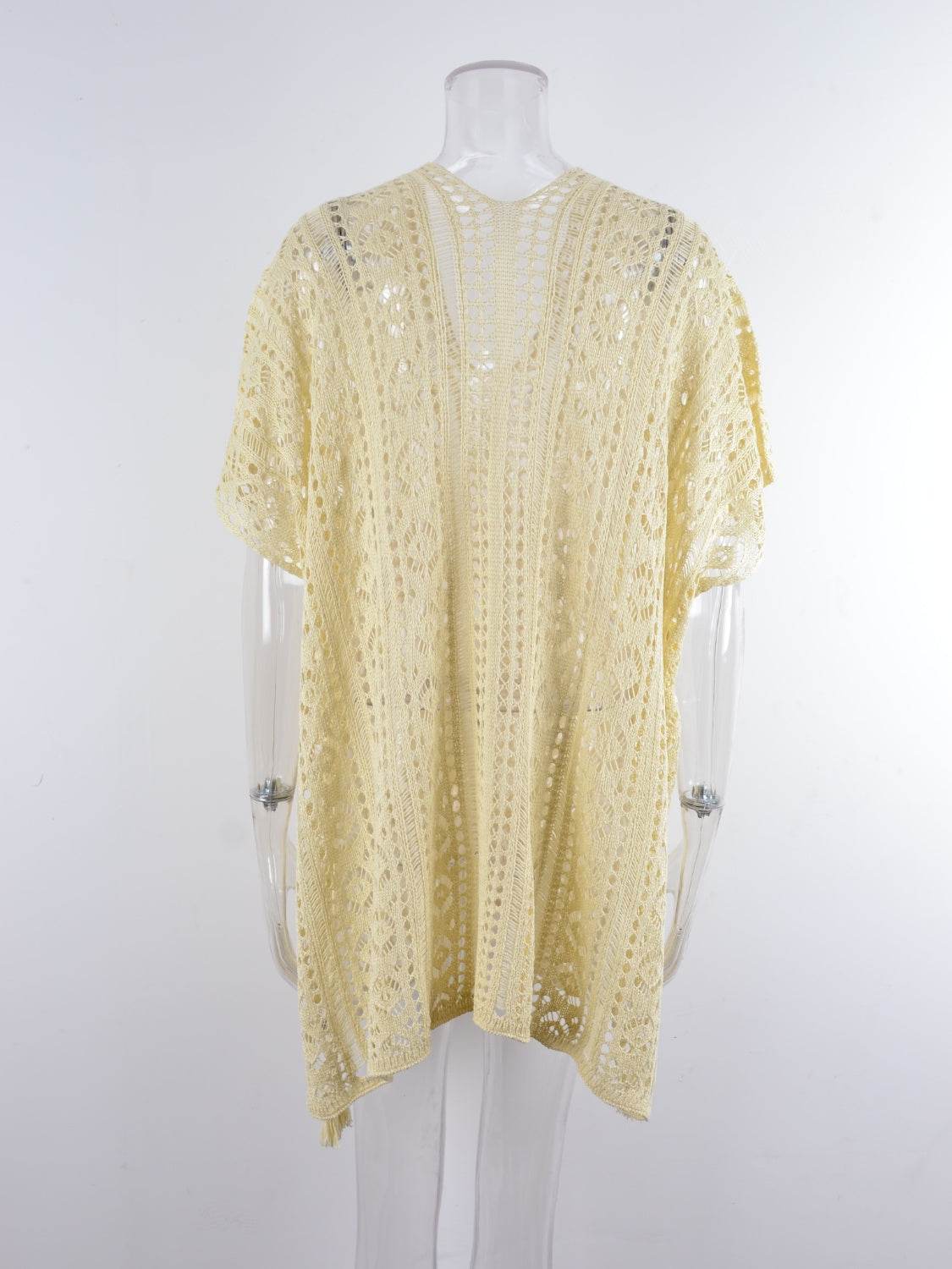 Angel Wings Cutout V-Neck Cover-Up with Tassel - Selvanelle