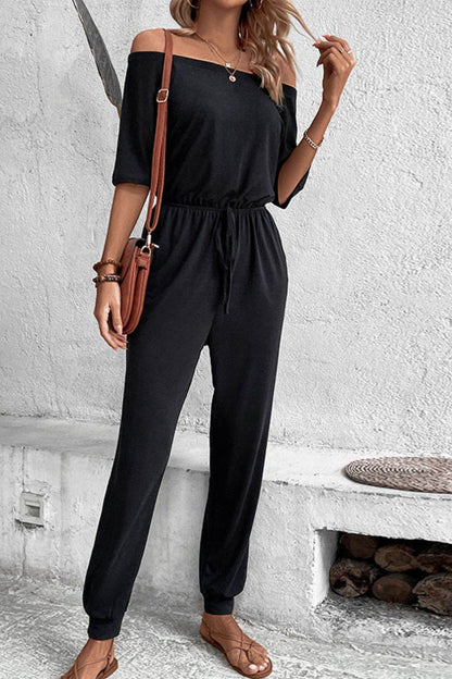 Perfee Off-Shoulder Jumpsuit with Pockets - Selvanelle