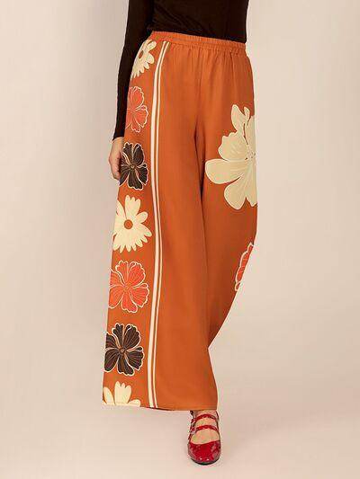 Printed Elastic Waist Wide Leg Pants for Comfortable Style - Selvanelle