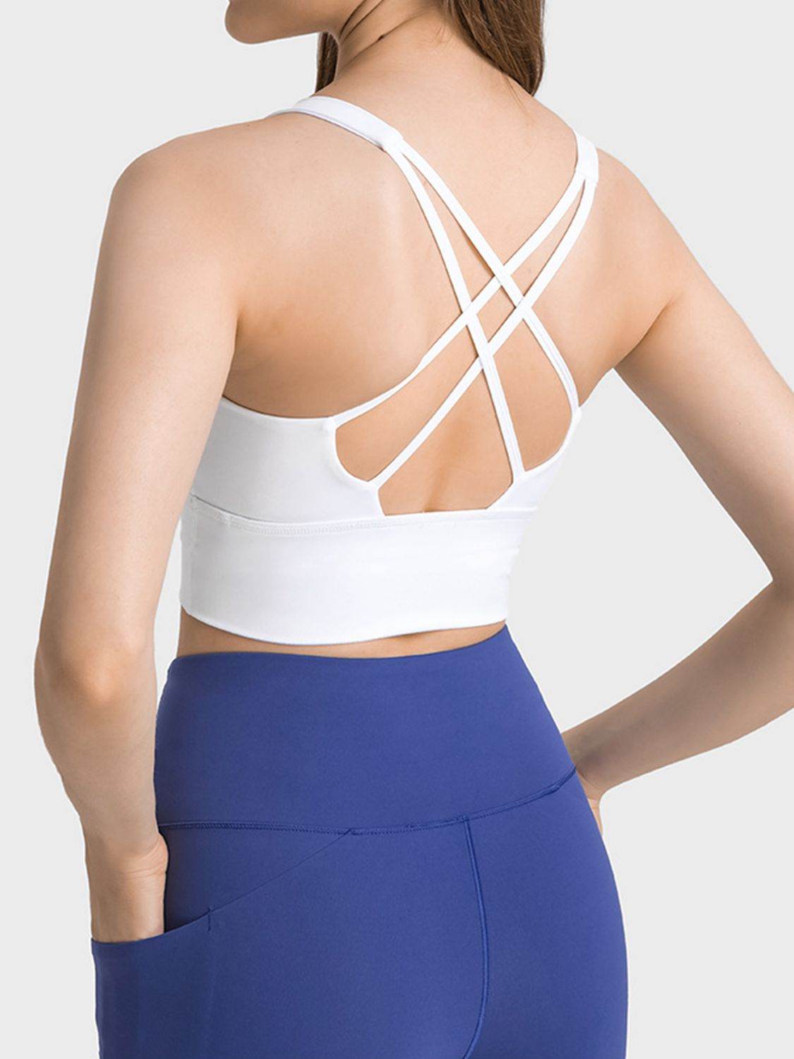 Millennia Scoop Neck Crisscross Straps Sports Bra - Selvanelle