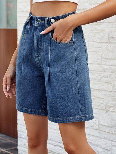 High Waist Denim Shorts with Pockets for Women Fashion - Selvanelle
