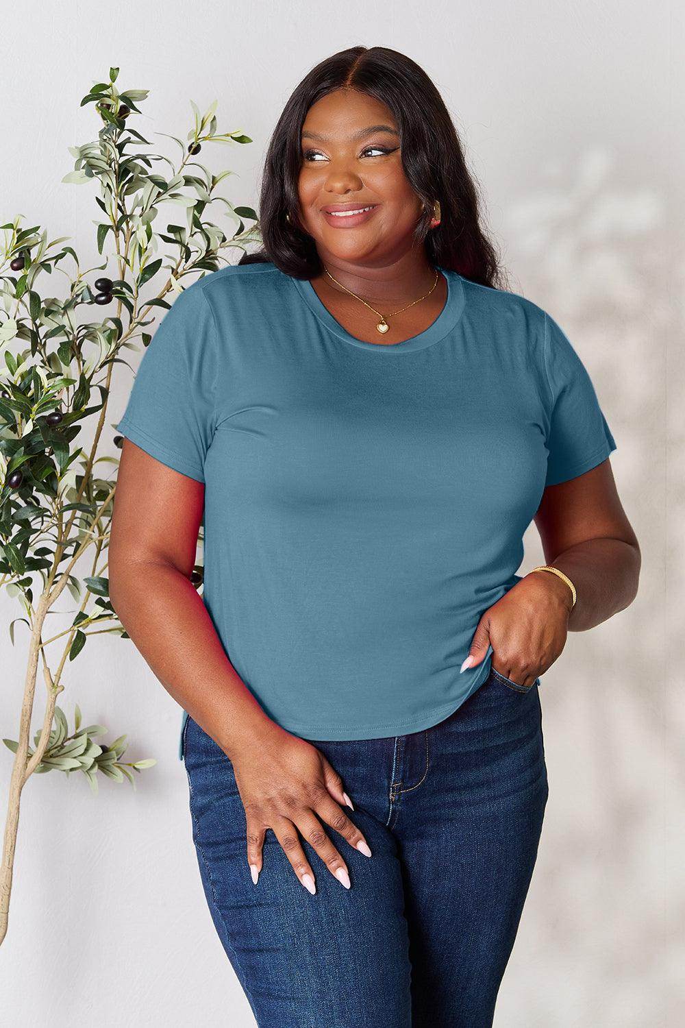 Basic Bae Full Size Round Neck Short Sleeve T-Shirt for Women - Selvanelle