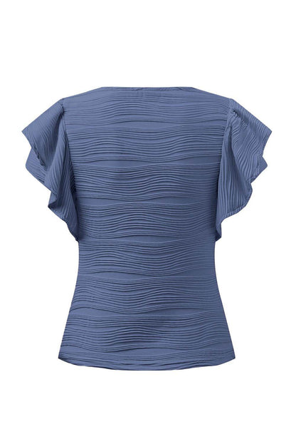 Textured Round Neck Cap Sleeve Top for Casual Style - Selvanelle