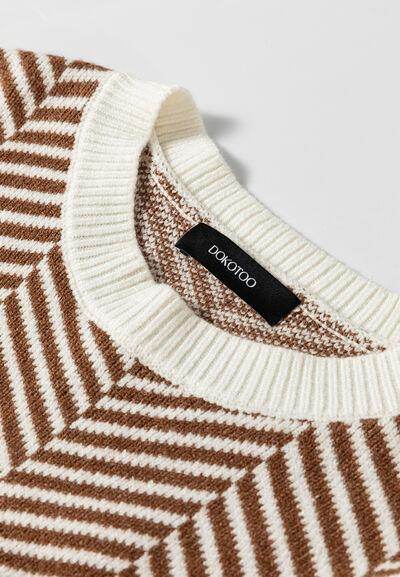 Striped Round Neck Long Sleeve Sweater for Women Fashion - Selvanelle