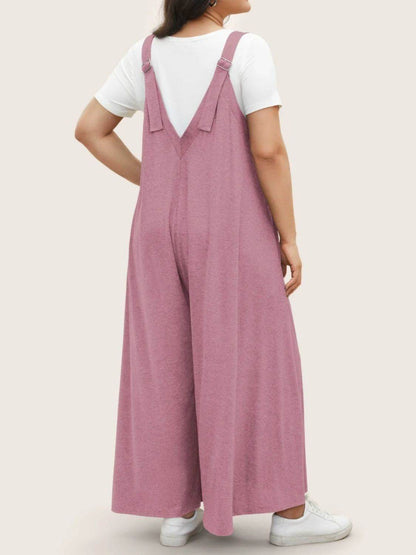 Full Size Pocketed Wide Leg Overalls - Selvanelle