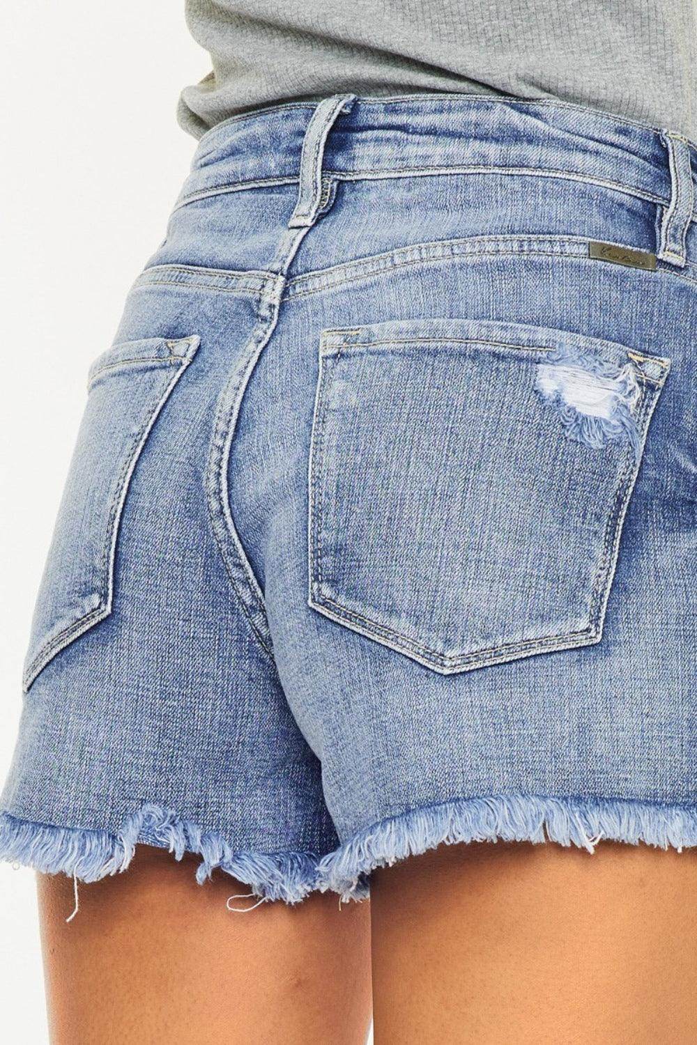 Kancan Distressed Raw Hem Denim Shorts for Trendy Style - Selvanelle