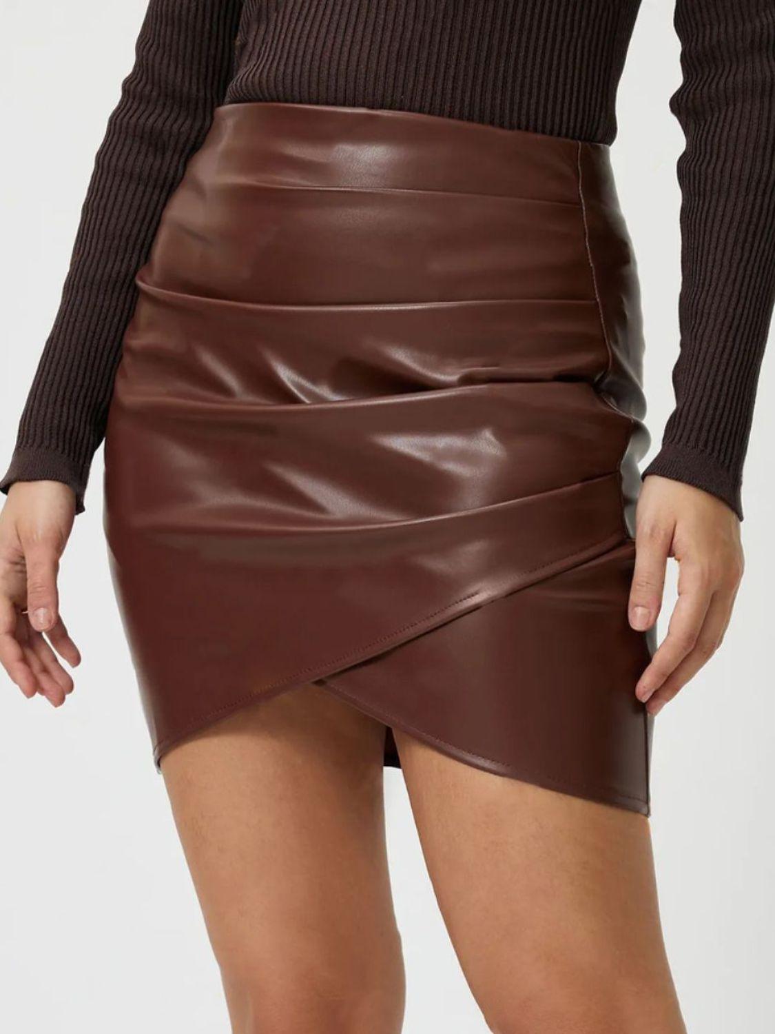 Ruched Asymmetrical Hem Skirt for Stylish Outfits