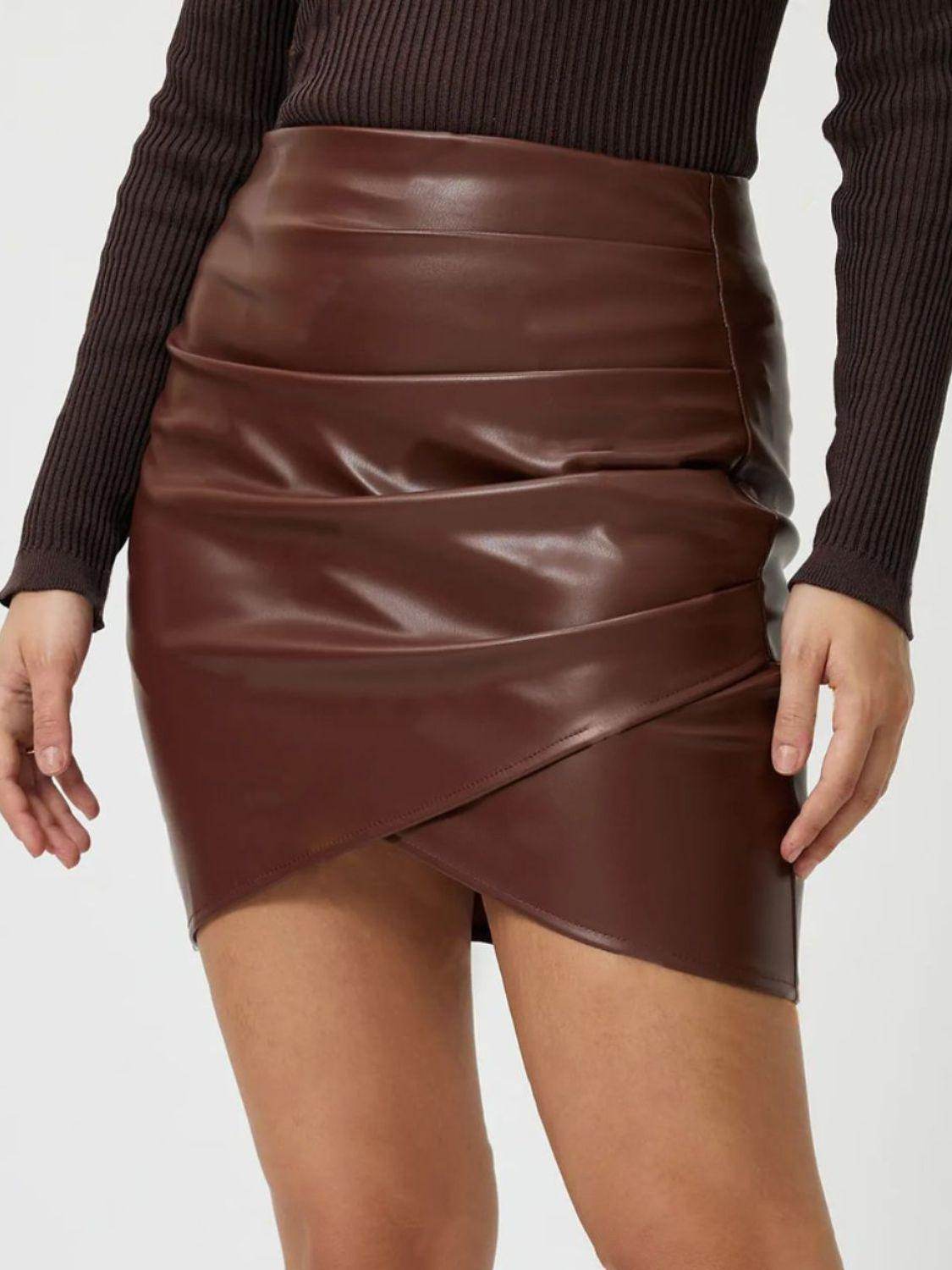 Ruched Asymmetrical Hem Skirt for Stylish Outfits - Selvanelle