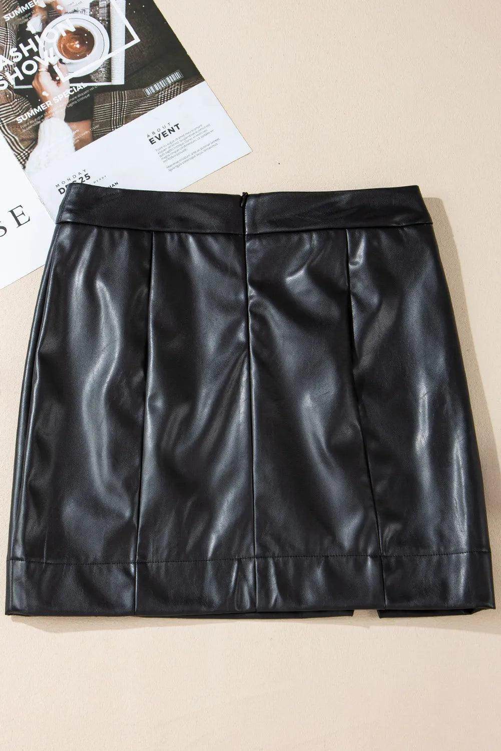 PU Leather Mini Skirt for Women in Various Sizes - Selvanelle