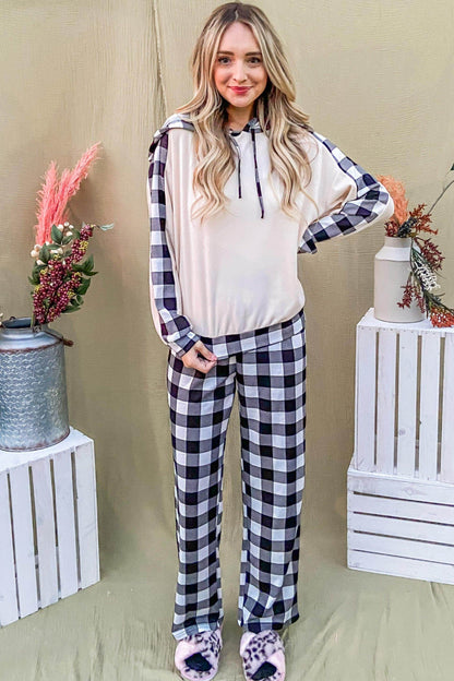 And The Why Drawstring Hooded Top and Plaid Pants Set - Selvanelle