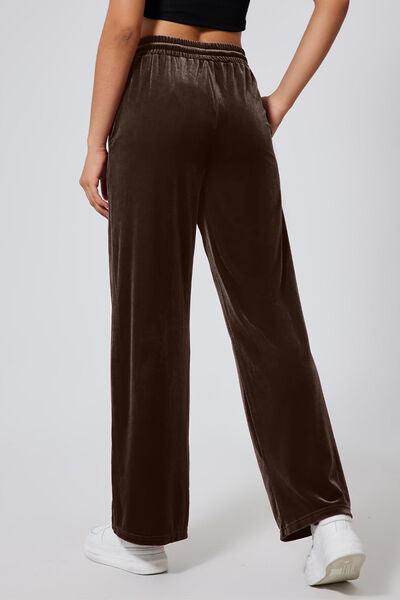 Drawstring Elastic Waist Straight Leg Pants for Women - Selvanelle