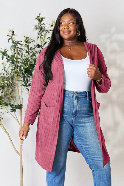 Basic Bae Full Size Hooded Sweater Cardigan for Women - Selvanelle