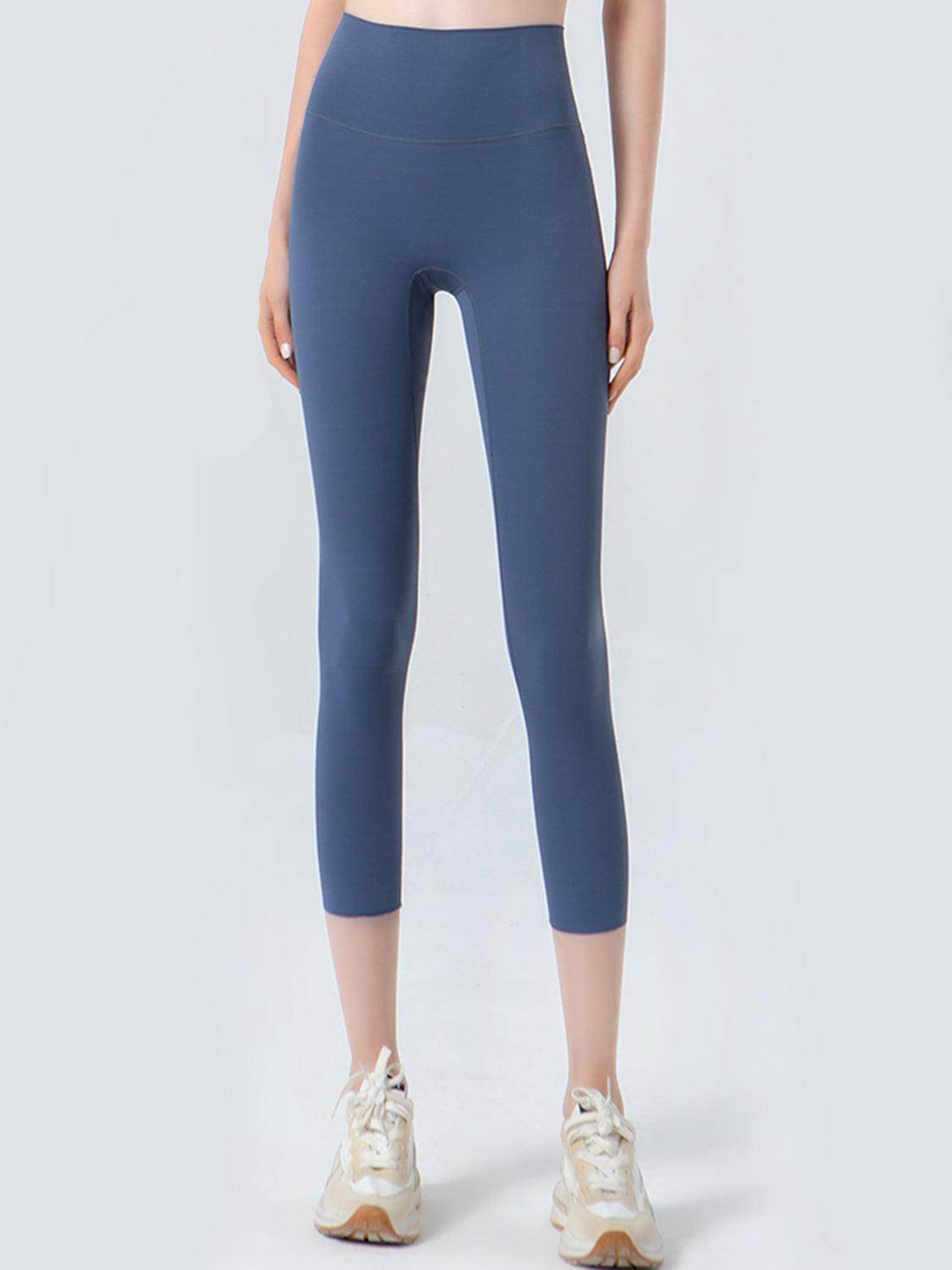 Wide Waistband Cropped Sports Leggings for Active Comfort - Selvanelle