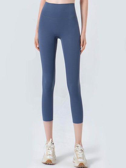 Wide Waistband Cropped Sports Leggings for Active Comfort - Selvanelle