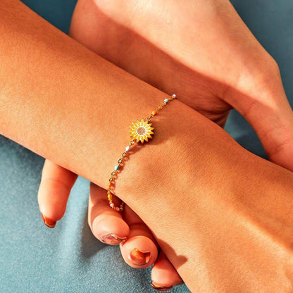 Sunflower Shape 18K Gold-Plated Bead Bracelet for Women - Selvanelle