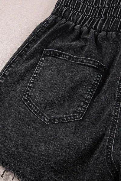 High Waist Raw Hem Denim Shorts for Women Casual Style - Selvanelle