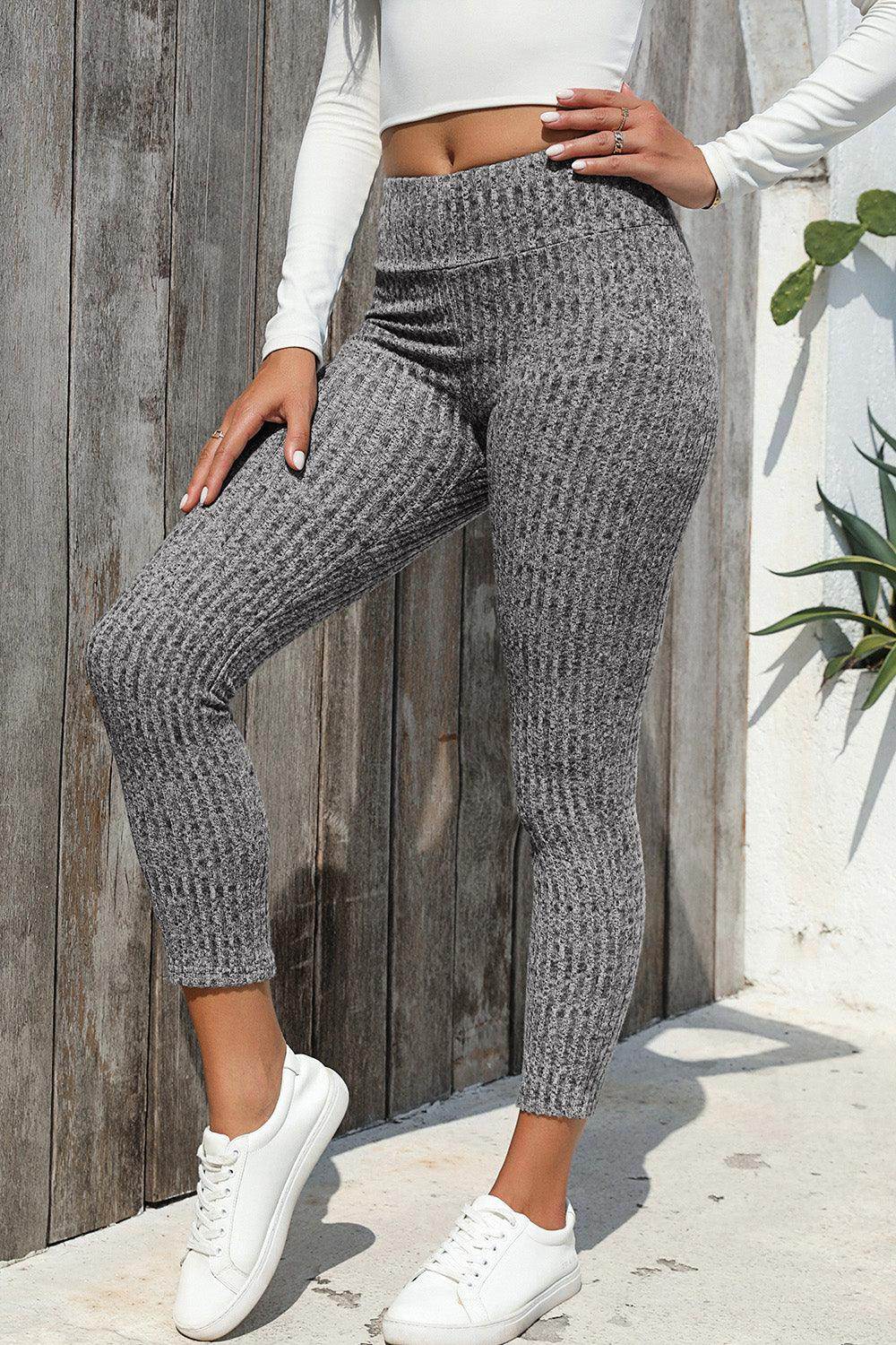 Ribbed High Waist Leggings for Women with Moderate Stretch - Selvanelle