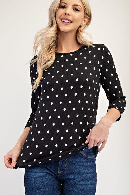 Celeste Full Size Polka Dot Round Neck T-Shirt for Women