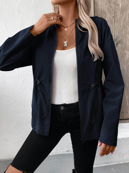Ivy Lane Drawstring Zip Up Hooded Jacket for Women - Selvanelle