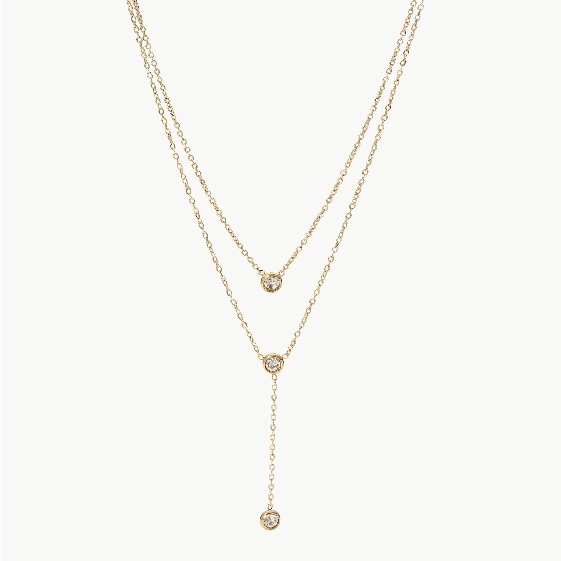 Stainless Steel Zircon Double-Layered Necklace for Women - Selvanelle