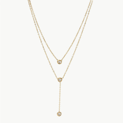 Stainless Steel Zircon Double-Layered Necklace for Women - Selvanelle
