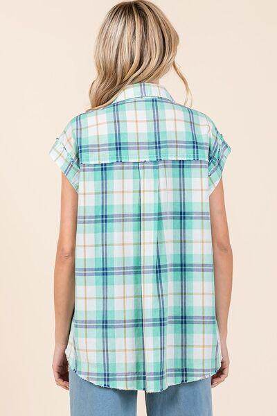 Mittoshop Mineral Wash Plaid Button Down Shirt for Women - Selvanelle