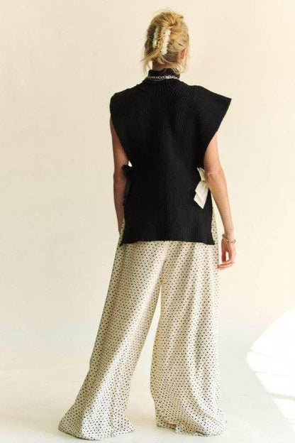 Davi & Dani Side Split Turtleneck Sleeveless Knit Top - Selvanelle