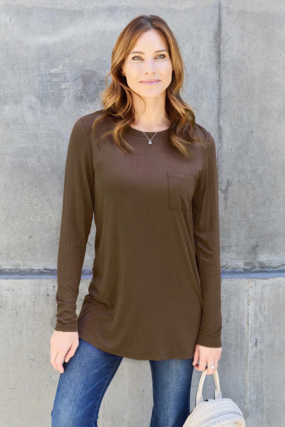 Basic Bae Full Size Round Neck Long Sleeve Top for Women