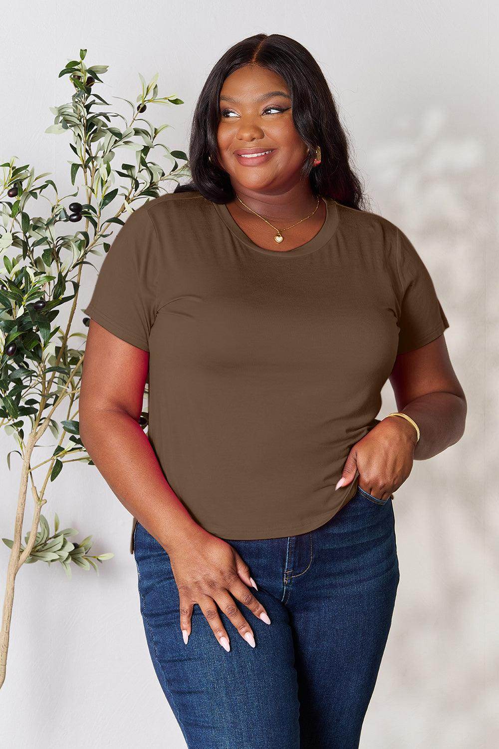Basic Bae Full Size Round Neck Short Sleeve T-Shirt for Women - Selvanelle