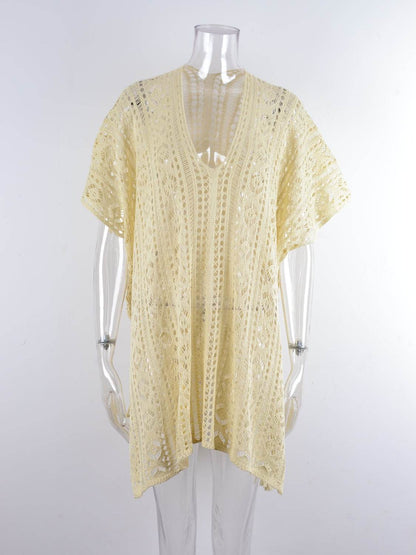 Angel Wings Cutout V-Neck Cover-Up with Tassel - Selvanelle
