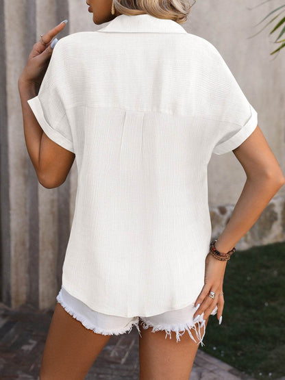 Mandy Button Up Short Sleeve Shirt - Selvanelle