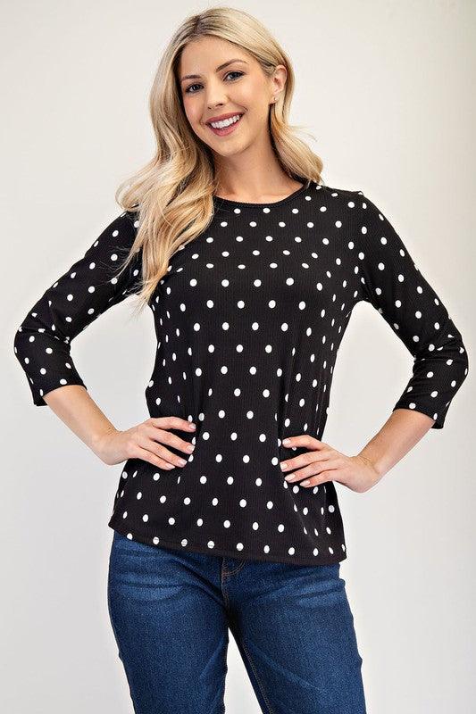 Celeste Full Size Polka Dot Round Neck T-Shirt for Women