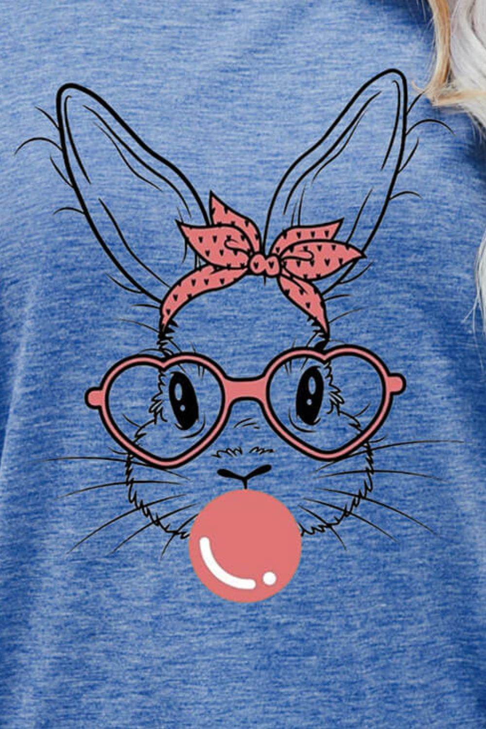 Easter Bunny Graphic Round Neck T-Shirt - Selvanelle