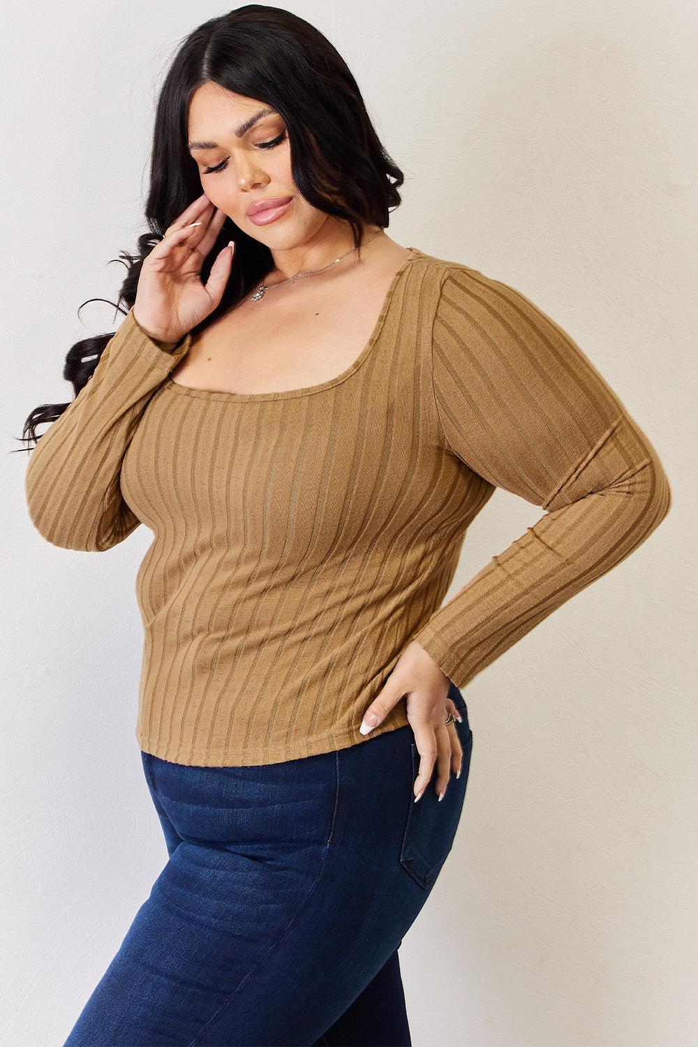 Basic Bae Full Size Ribbed Long Sleeve T-Shirt for Women