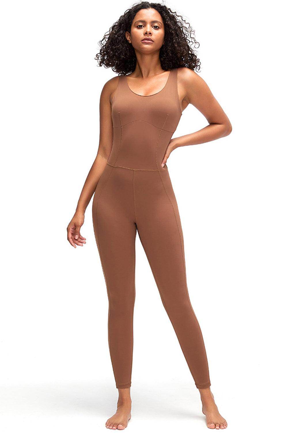 Crisscross Wide Strap Active Jumpsuit for Women Fitness - Selvanelle