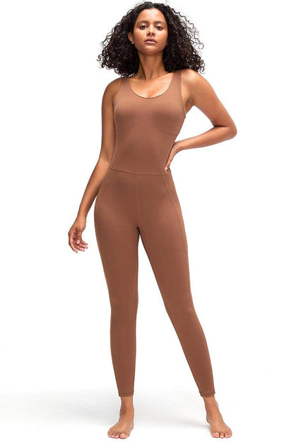Crisscross Wide Strap Active Jumpsuit for Women Fitness - Selvanelle