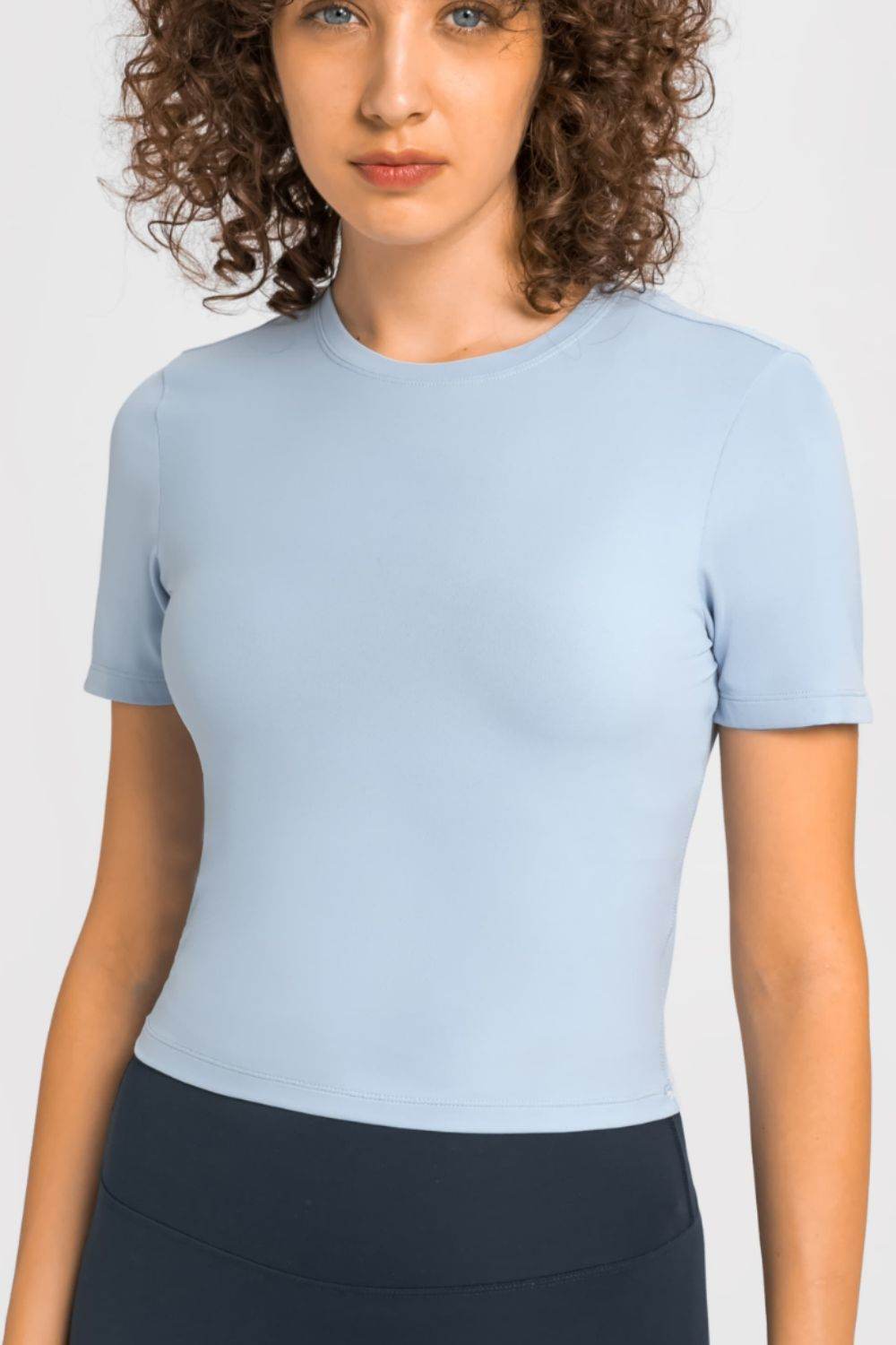 Millennia Round Neck Short Sleeve Yoga Tee - Selvanelle