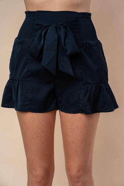White Birch Full Size High Waisted Smocked Shorts for Women - Selvanelle