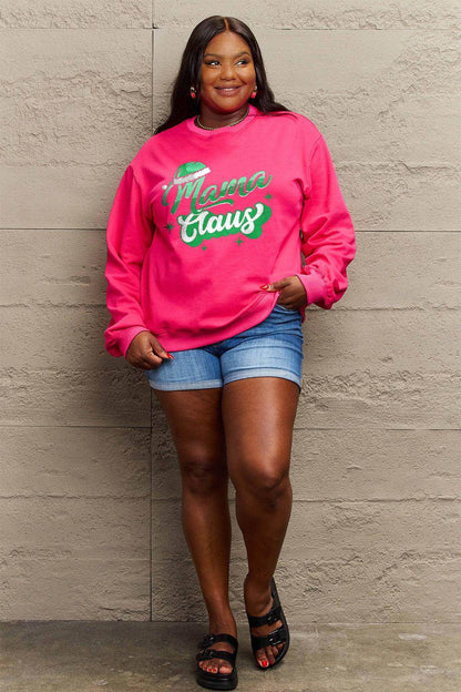 Simply Love Full Size MAMA CLAUS Round Neck Sweatshirt - Selvanelle