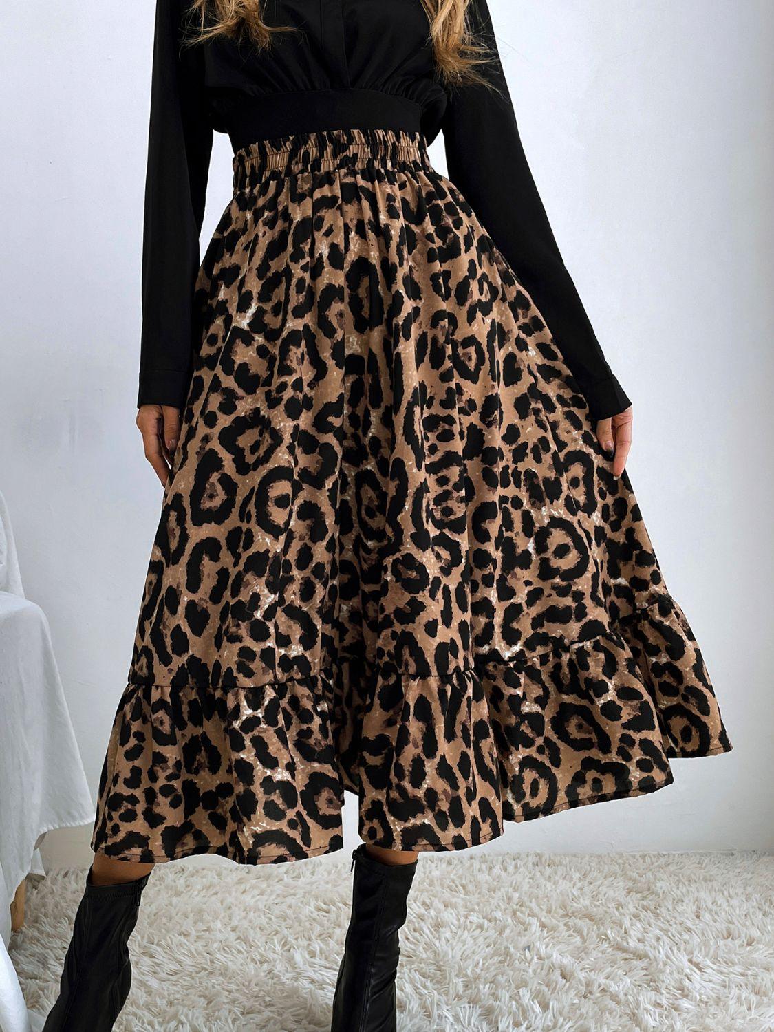 Stylish Printed Elastic Waist Midi Skirt for Everyday Wear