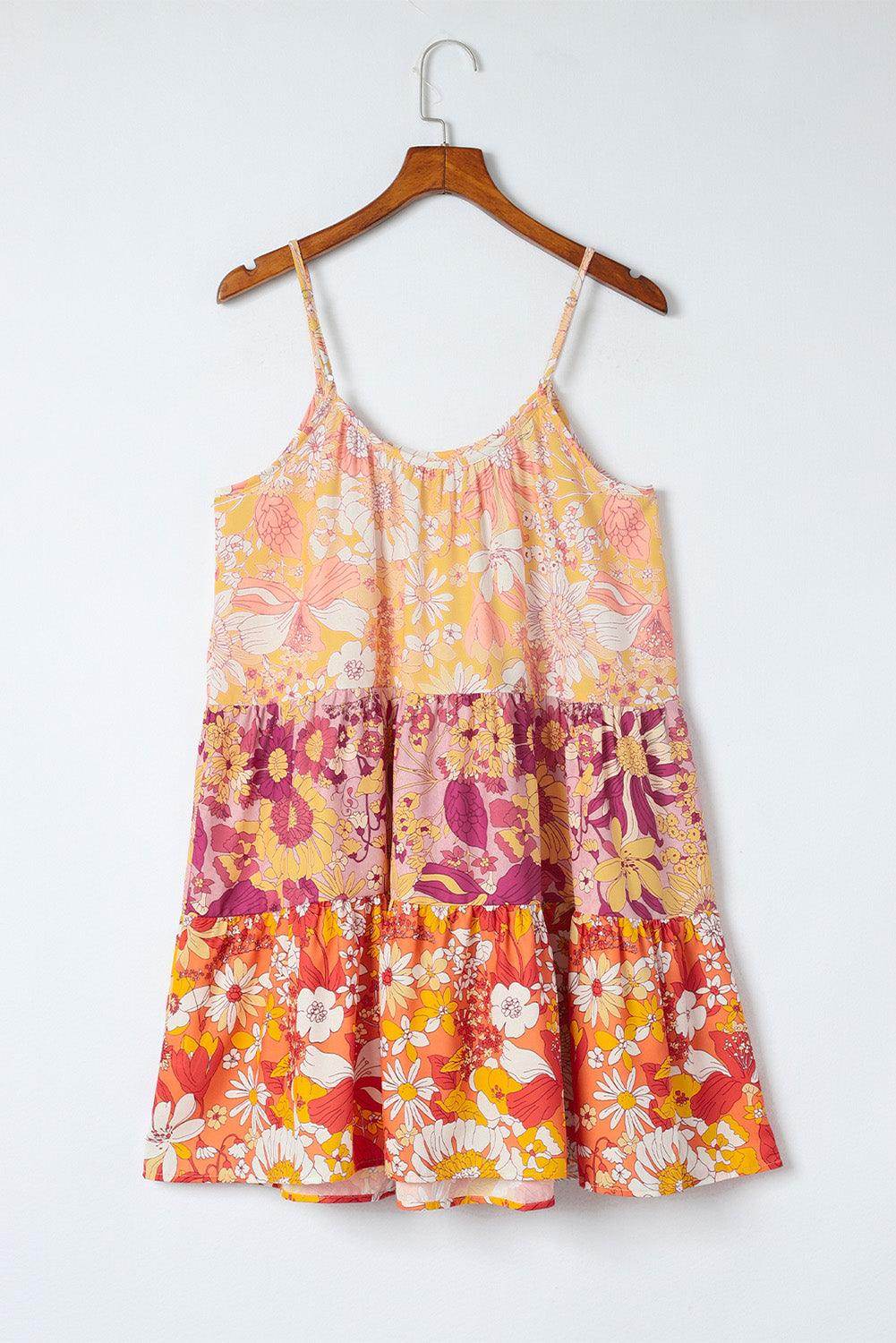 Floral Spaghetti Strap Tiered Dress for Summer Events - Selvanelle