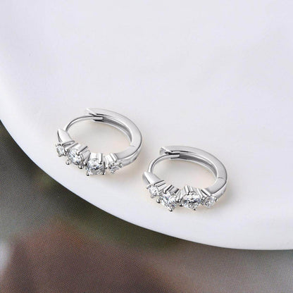 925 Sterling Silver Moissanite Huggie Earrings for Women - Selvanelle