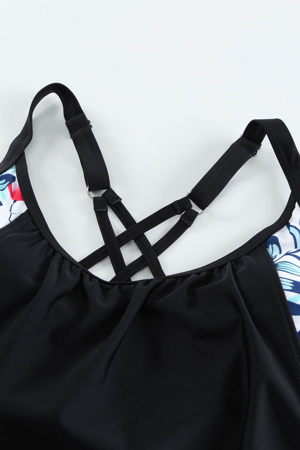 Full Size Crisscross Scoop Neck Tankini Set - Selvanelle