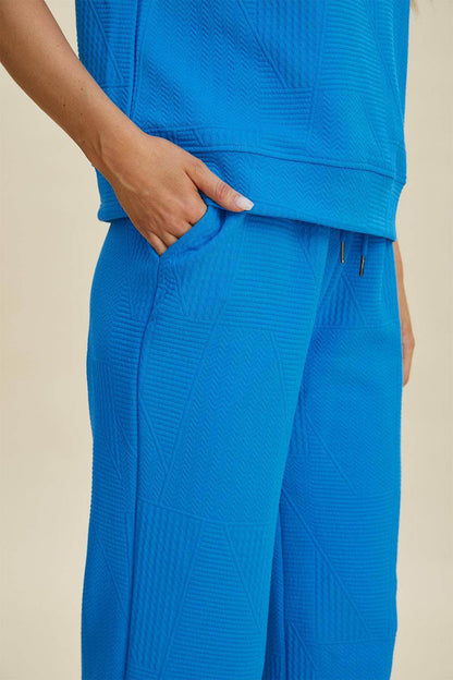 Double Take Full Size Texture Ruffle Top and Pants Set - Selvanelle