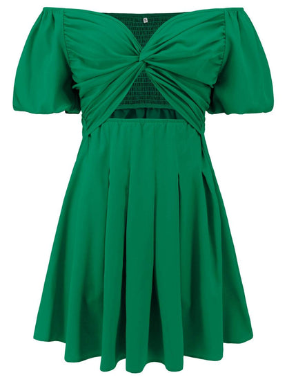 Cutout Twisted Off-Shoulder Short Sleeve Dress - Selvanelle