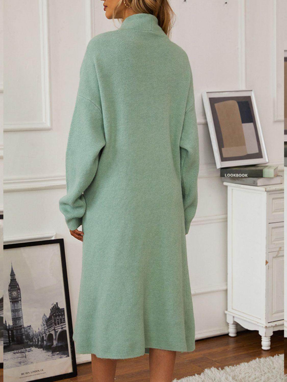 V-Neck Cami Dress and Open Front Cardigan Sweater Set - Selvanelle