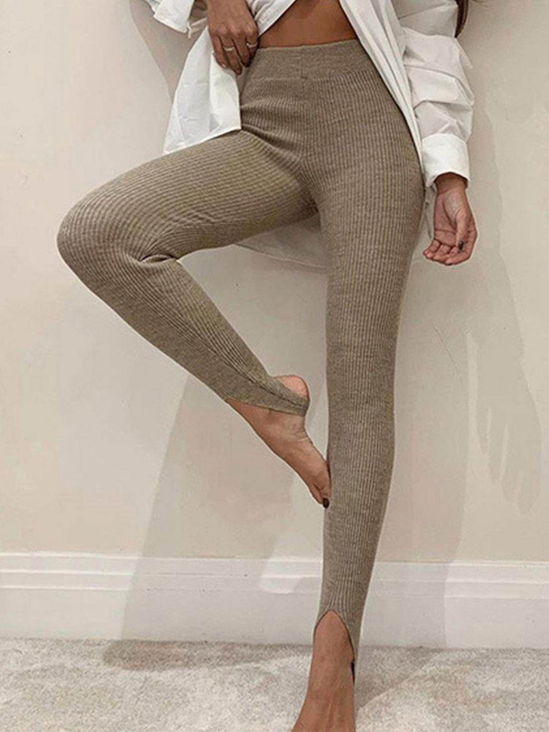 Ribbed Mid Waist Leggings for Comfortable Everyday Wear - Selvanelle