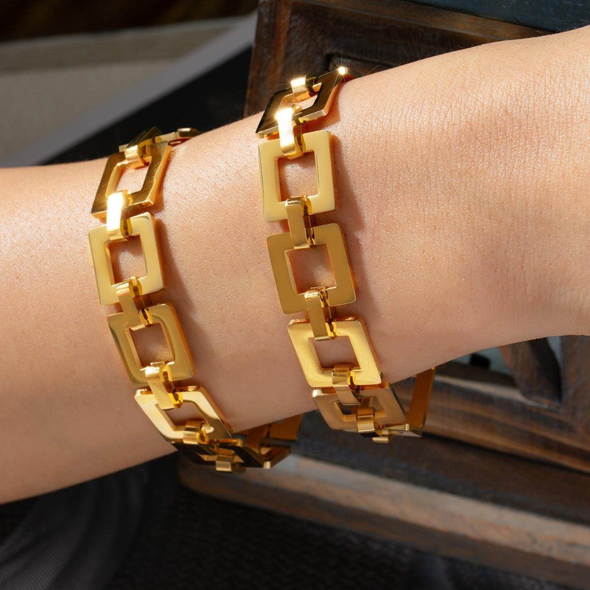 Titanium Steel Hollow Square Chain Bracelet for Men and Women - Selvanelle