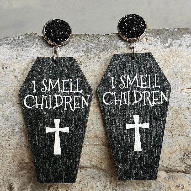 Coffin Shape Wooden Dangle Earrings for Unique Style - Selvanelle