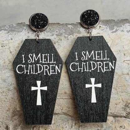 Coffin Shape Wooden Dangle Earrings for Unique Style - Selvanelle